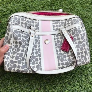 Coach Signature Heritage Chelsea Tote Gray/pink/white